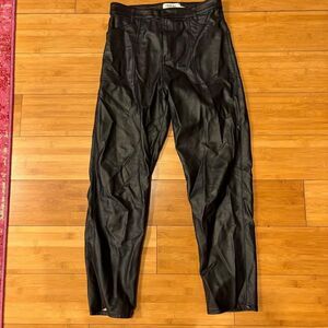 Color Blue Women's Black Leather pants